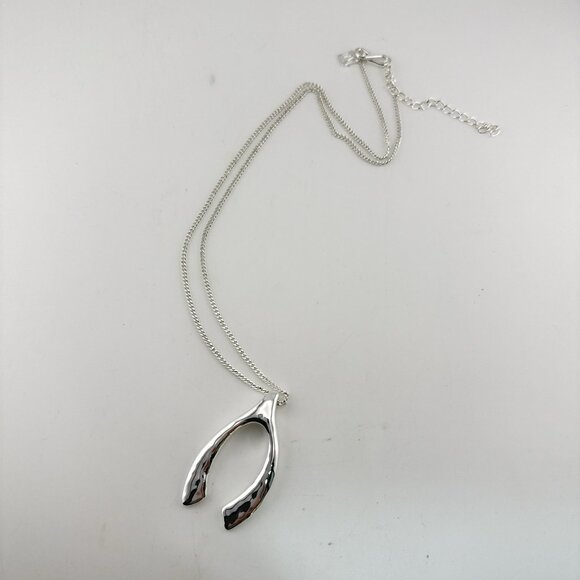 Robert Lee Morris RLM Necklace Wishbone Modernist White Bronze Pendant QVC - Picture 3 of 12
